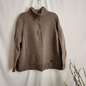 L.L. Bean Mocha Brown Quilted Quarter Zip Sweatshirt